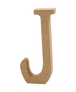 MDF letter/teken, 13 cm. letter J