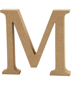 MDF letter/teken, 13 cm. letter M