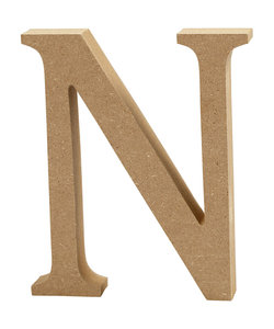 MDF letter/teken, 13 cm. letter N