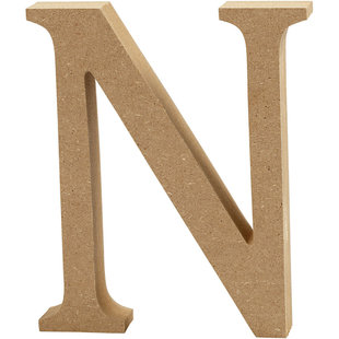 MDF letter/teken, 13 cm. letter N