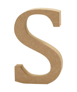 MDF letter/teken, 13 cm. letter S