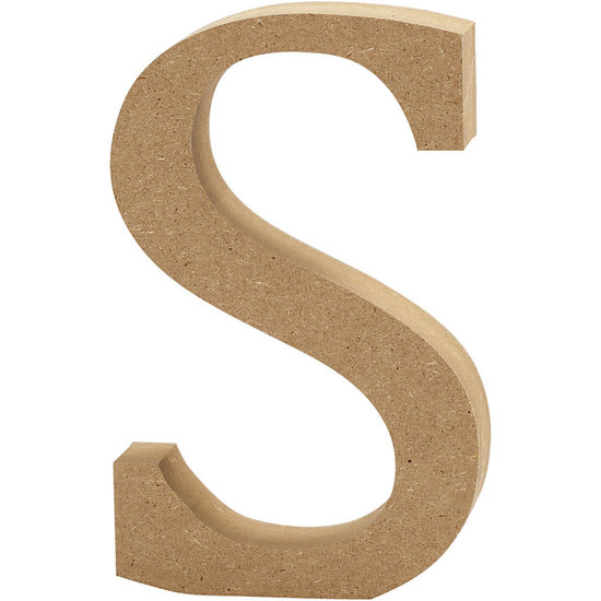 Creotime MDF letter/teken, 13 cm. letter S