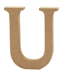 MDF letter/teken, 13 cm. letter U