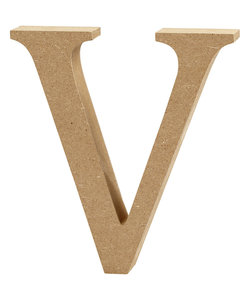 MDF letter/teken, 13 cm. letter V