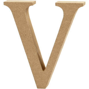 MDF letter/teken, 13 cm. letter V