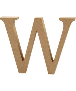 MDF letter/teken, 13 cm. letter W