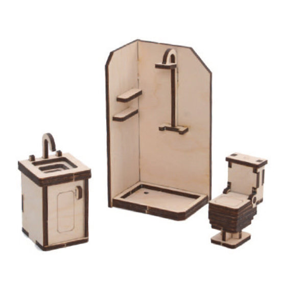 Stafil SpA Houten 3D Poppen huis Miniaturen Badkamer 5,5x7,5x14cm