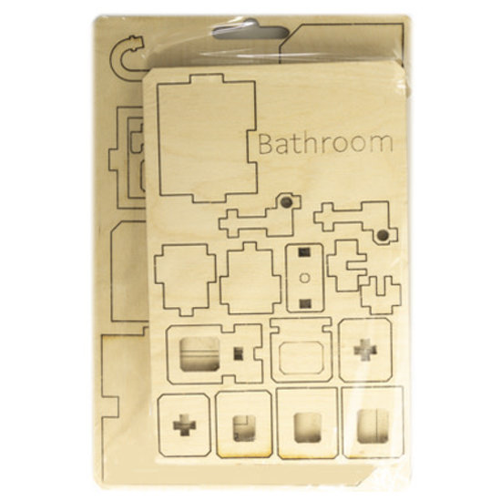 Stafil SpA Houten 3D Poppen huis Miniaturen Badkamer 5,5x7,5x14cm