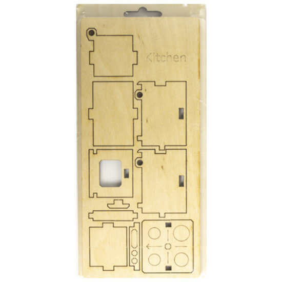 Stafil SpA Houten 3D Poppen huis Miniaturen Keuken 4,5x4,5x10cm