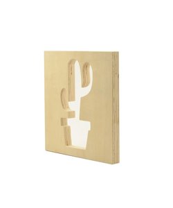 Houten symbool 20x20cm 2cm dik cactus