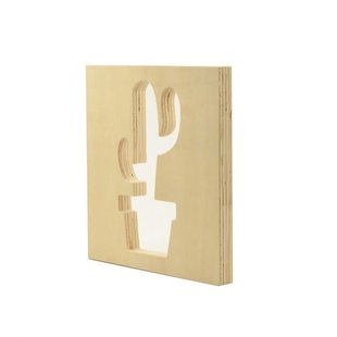 Houten symbool 20x20cm 2cm dik cactus