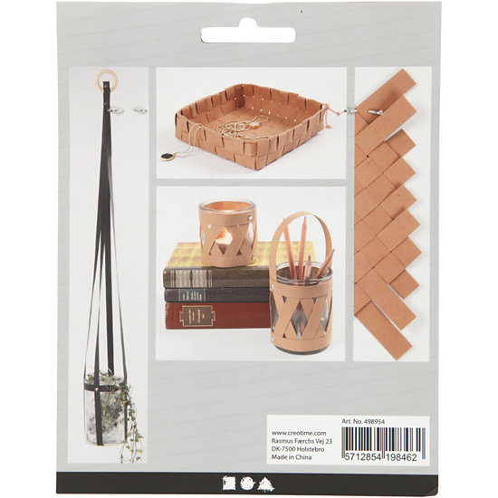 Creotime Faux Leather Vlechtstroken, B: 15 mm, 0,55 mm,  Zwart, 9.50 m.