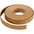 Creotime Faux Leather Vlechtstroken, B: 15 mm, 0,55 mm, Lichtbruin/gouden stippen, 9.50 m.