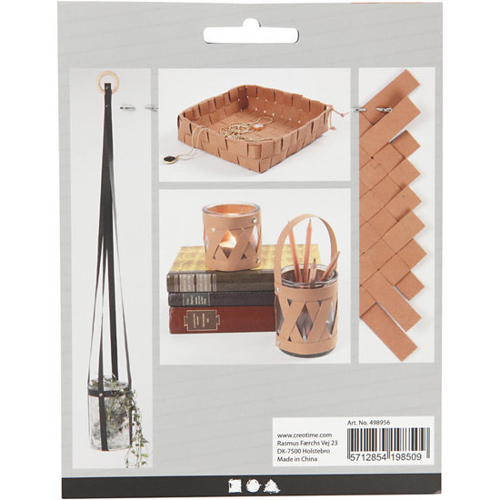 Creotime Faux Leather Vlechtstroken, B: 15 mm, 0,55 mm, Lichtbruin/gouden stippen, 9.50 m.