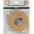 Creotime Faux Leather Vlechtstroken, B: 15 mm, 0,55 mm, Lichtbruin/gouden stippen, 9.50 m.