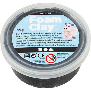 Foam Clay Glitter Zwart 35g