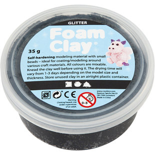 Foam Clay Glitter Zwart 35g