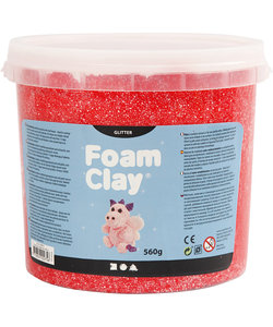 Foam Clay, Glitter, 560 gr, 1 emmer, Rood