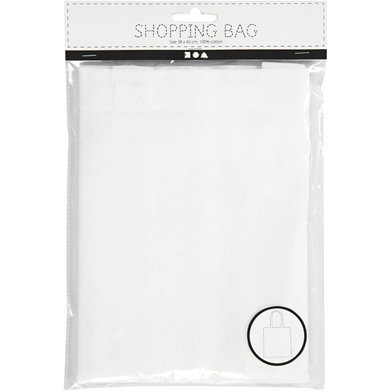 Creotime Tas Katoen Lang Hengsel 38x42cm Wit