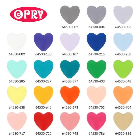 Opry Opry Siliconen Kralen Hart 1,9x2cm Grijs 5st