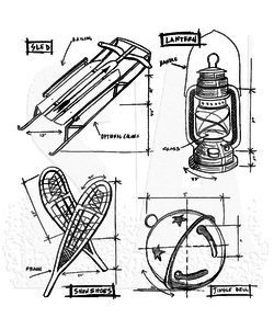 Tim Holtz Cling Stamp Blueprint Christmas nr. 5