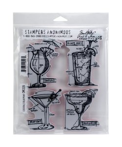 Tim Holtz Cling Stamp Blueprint Cocktails