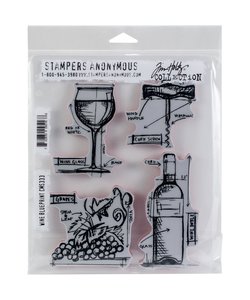 Tim Holtz Cling Stamp Blueprint Wine