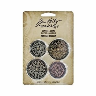 Tim Holtz Idea-Ology Metal Compass Coins 4st