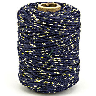 Katoen Koord Lurex 2mm 50m Blauw/Goud