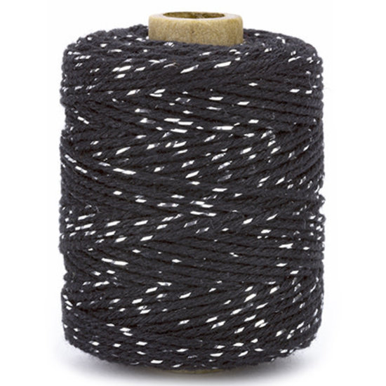 Vivant Katoen Koord Lurex 2mm 50m Zwart/Zilver