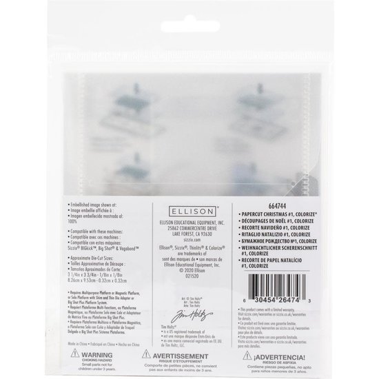 Tim Holtz Sizzix Thinlits Die Set Tim Holtz Papercut Christmas #1 Colorize 8 Dies