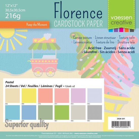 Florence Florence Cardstock Texture Pack Pastel 12x12'' 216g