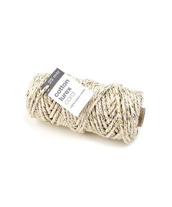 Katoen Koord Lurex, 4mm 25m Creme/Goud