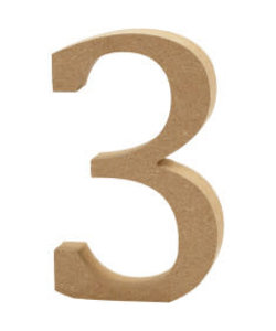 MDF Cijfer 3 1,5x8cm