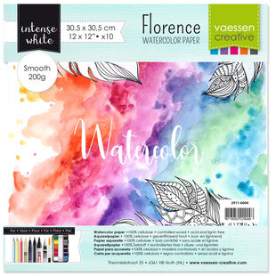 Florence Aquarel Papier Smooth 30,5x30,5cm 200g, White 10 pcs.