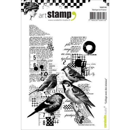 Carabelle Studio Carabelle Studio Stempel A6 Collage tekst met vogels