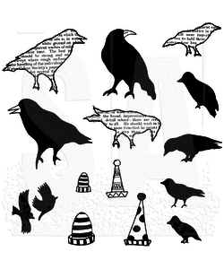 Dylusions Rbb stamp Birds on a wire