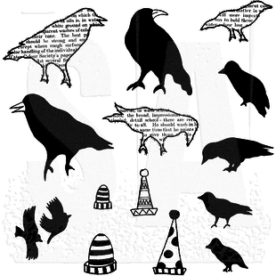 Dylusions Rbb stamp Birds on a wire