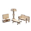 Stafil SpA Houten 3D Poppen huis Miniaturen Woonkamer 3,5x5x10cm