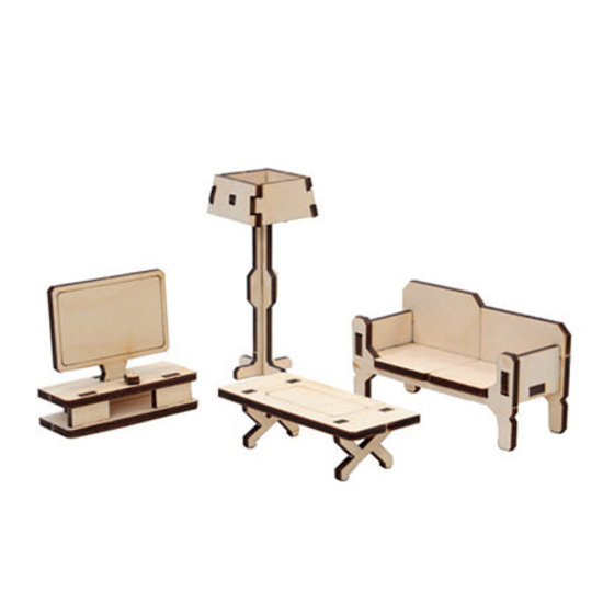 Stafil SpA Houten 3D Poppen huis Miniaturen Woonkamer 3,5x5x10cm