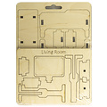 Stafil SpA Houten 3D Poppen huis Miniaturen Woonkamer 3,5x5x10cm