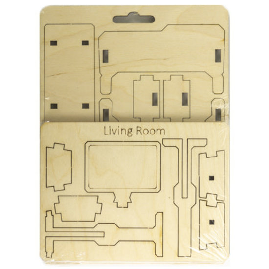 Stafil SpA Houten 3D Poppen huis Miniaturen Woonkamer 3,5x5x10cm