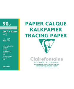 Clairefontaine Papier Calque Kalkpapier 90gr. 29,7x 42 cm. 10 vel.