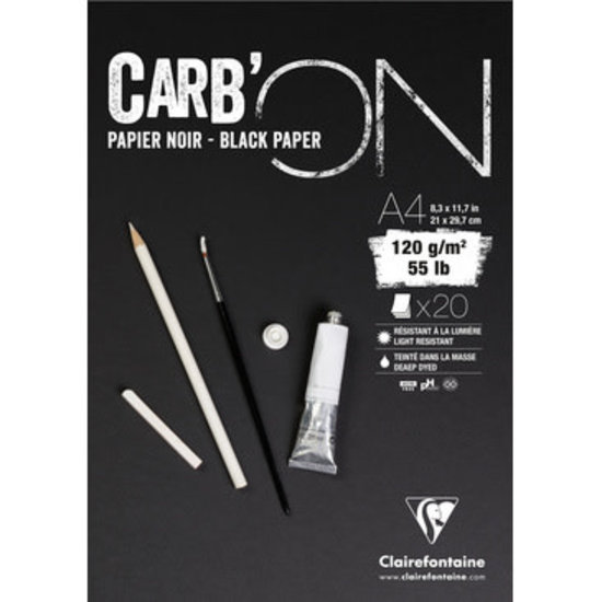 Clairefontaine Carb'On Papier Blok Zwart A4 20st 120g