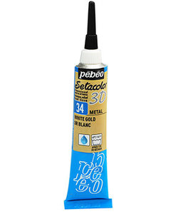 Pebeo Setacolor Textielverf 3D Liner 20ml Metallic White Gold nr. 34