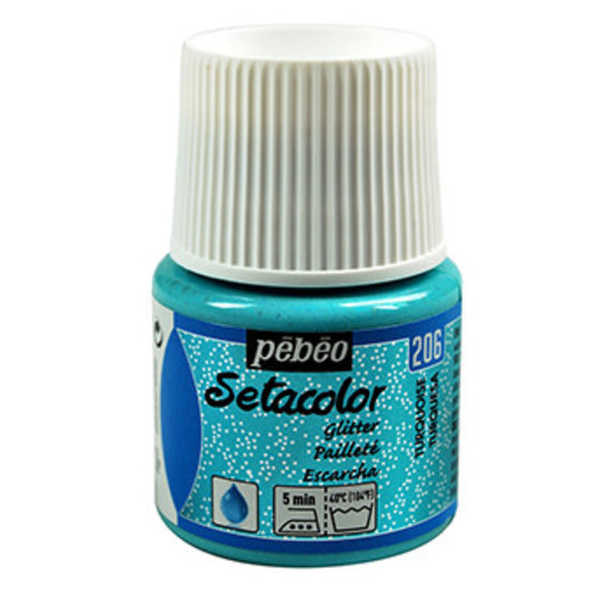 Pebeo Pebeo Setacolor Textielverf Glitter Light Fabrics 45ml Turquoise nr. 206