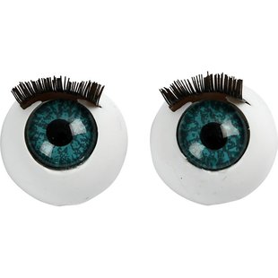 Grote ogen met wimpers, 12 mm., 6pc
