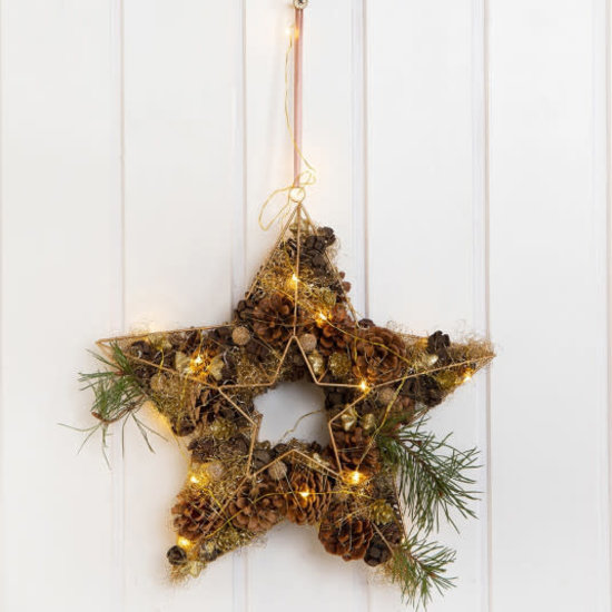 Creotime Hangende metalen ster afm. 34x30cm koper
