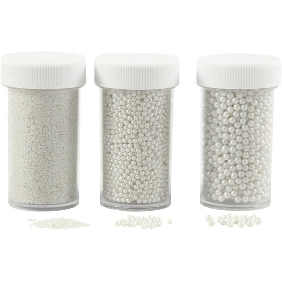 Creotime Mini Glasparels 0.6-0.8 + 1.5-2 + 3 mm Parelmoer