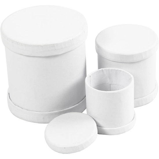 Creotime Papier mache Trommel dozen set 4x4 5x5 6,5x7cm